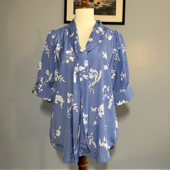 Ann Taylor Tops - Ann Taylor Blue Floral Blouse